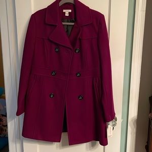 NWT Dress Barn Womens size large coat, color merlot